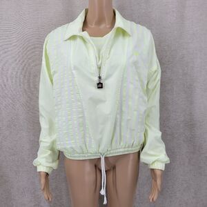 Ellesse Vintage Italian Track Jacket White Pale Neon Yellow Nylon Windbreaker